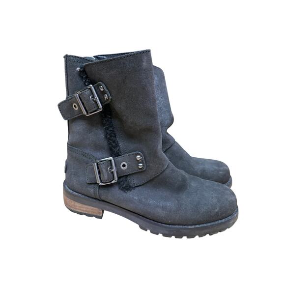 "UGG" Women's Calf Snow Boot SZ NO SIZE (7-7.5) MEASURE OF INSOLE Side Zip - Picture 2 of 14